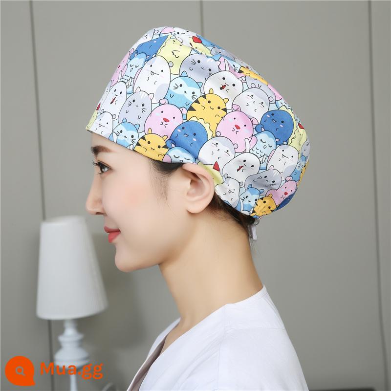 Mũ phòng mổ nữ cotton mũ y tá giam hóa trị bao đầu mũ phòng khám nha khoa bác sĩ làm việc mũ nam - Sợi Polyester có thể điều chỉnh mũm mĩm