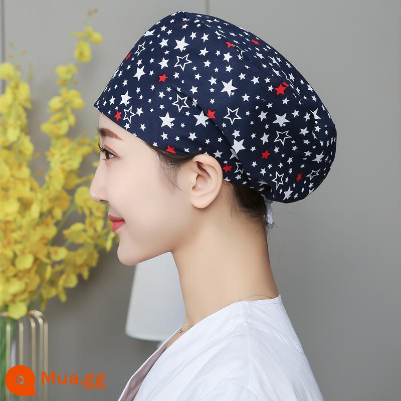 Mũ phòng mổ nữ cotton mũ y tá giam hóa trị bao đầu mũ phòng khám nha khoa bác sĩ làm việc mũ nam - Khóa điều chỉnh ngôi sao đỏ bằng sợi polyester