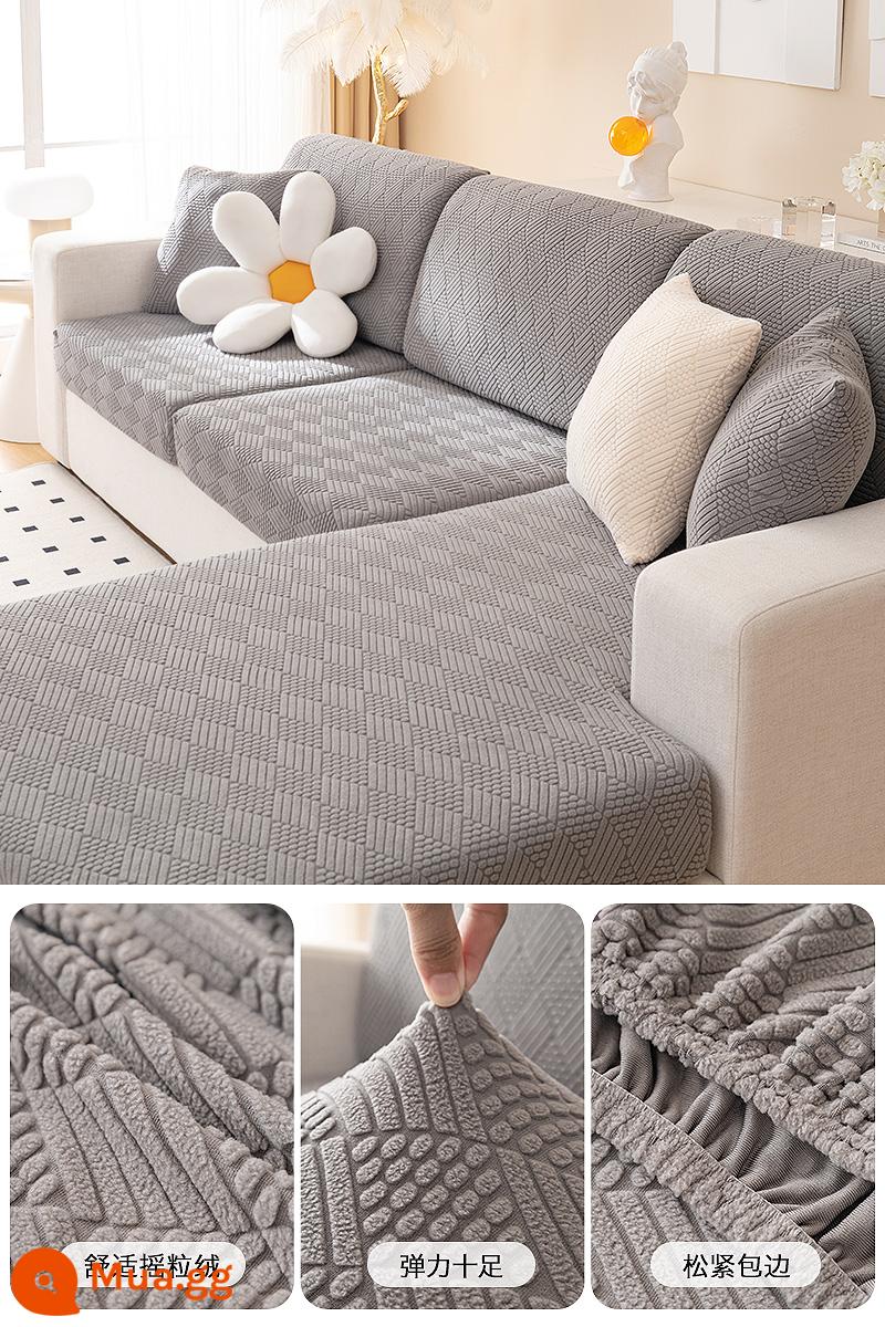 2022 mùa đông mới thời trang đơn giản chống trơn trượt ghế sofa bao gồm tất cả bốn mùa đa năng đệm đàn hồi bọc ghế sofa - Miaoge-xám đậm