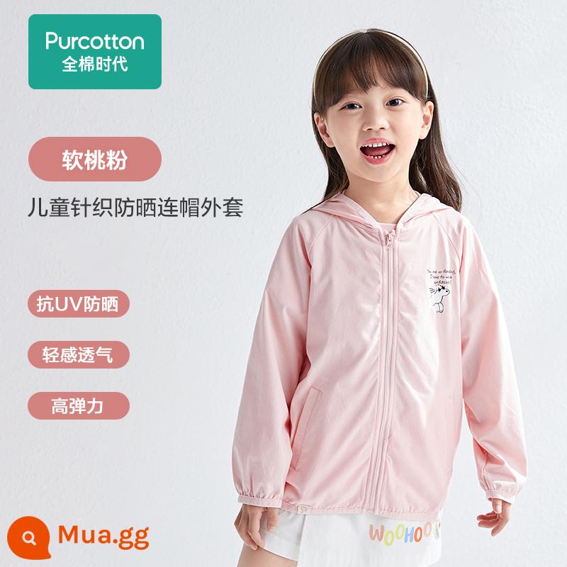 Thời đại cotton quần áo trẻ em chống nắng trẻ em quần áo nhẹ và thoáng khí áo khoác mùa hè bé gái da bé quần áo bé trai cao cấp - Bột đào mềm