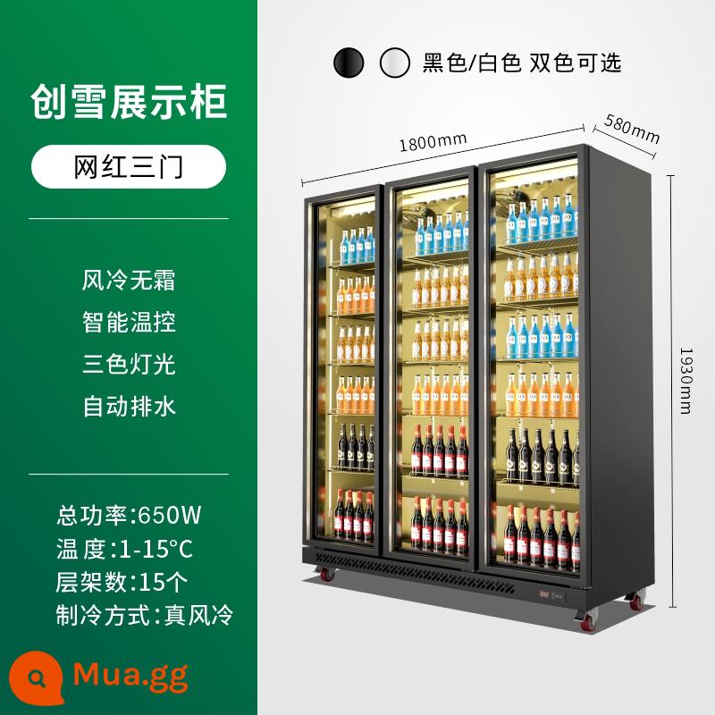 Tủ bia Chuangxue tủ lạnh trưng bày tủ lạnh bốn cửa quầy bar thương mại tủ đông siêu thị giữ tươi tủ đồ uống ba cửa - [Người nổi tiếng trên Internet ba cửa] Đèn ba màu 1800/580/1930