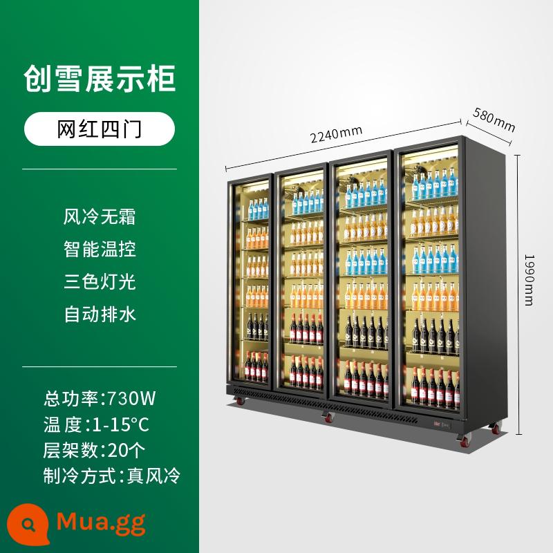 Tủ bia Chuangxue tủ lạnh trưng bày tủ lạnh bốn cửa quầy bar thương mại tủ đông siêu thị giữ tươi tủ đồ uống ba cửa - [Người nổi tiếng trên Internet bốn cửa] Đèn ba màu 2240/580/1990