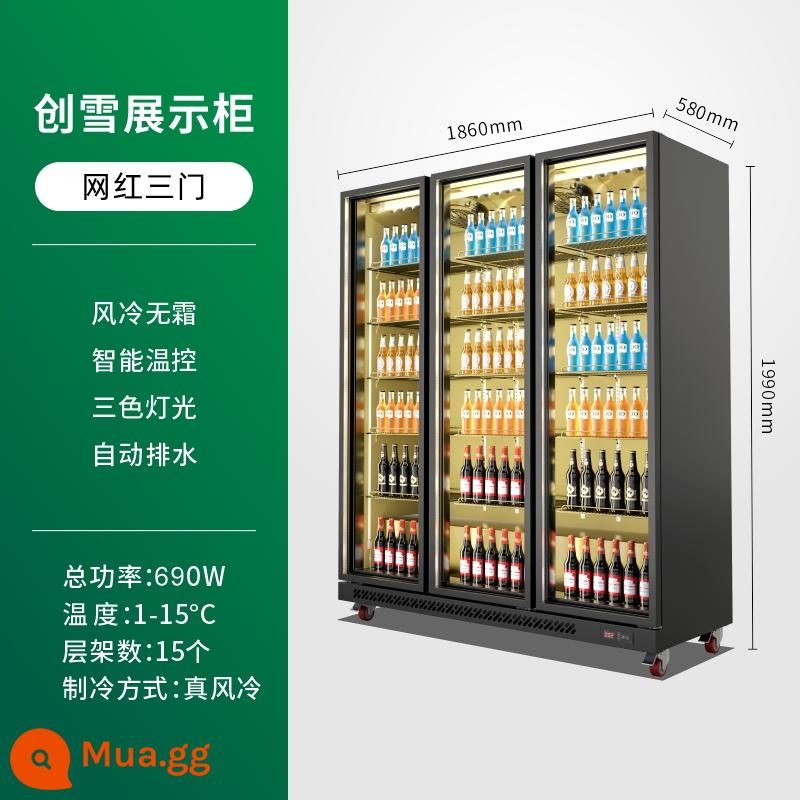 Tủ bia Chuangxue tủ lạnh trưng bày tủ lạnh bốn cửa quầy bar thương mại tủ đông siêu thị giữ tươi tủ đồ uống ba cửa - [Người nổi tiếng trên Internet ba cửa] Đèn ba màu 1860/580/1990