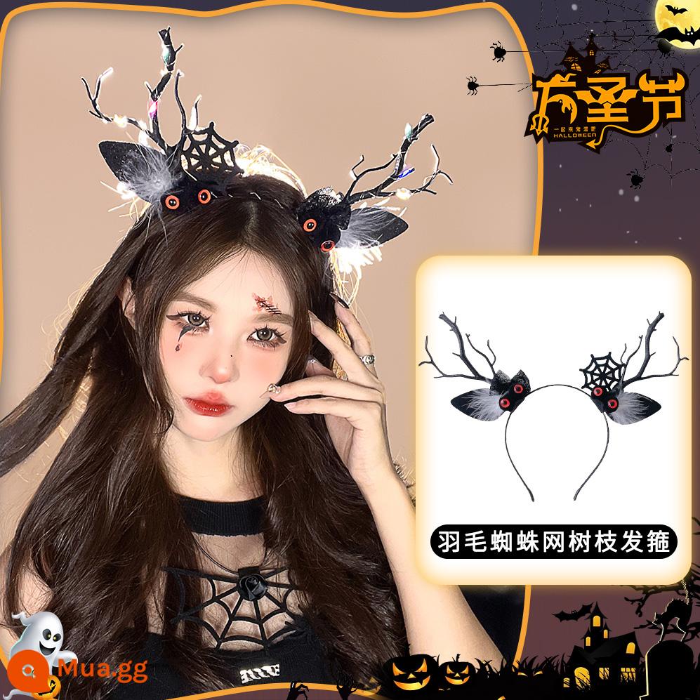 Halloween mũ đội đầu hình ảnh ngộ nghĩnh đạo cụ cos phụ kiện cài áo dạ quang tóc vòng tóc trang trí phụ kiện tóc tóc vòng - Băng đô chi nhánh lông nhện