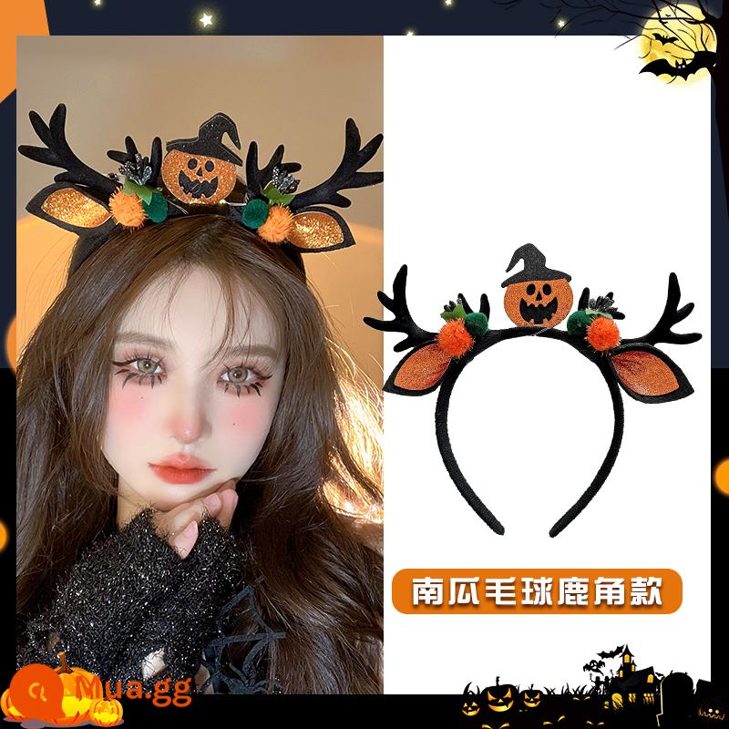 Halloween mũ đội đầu hình ảnh ngộ nghĩnh đạo cụ cos phụ kiện cài áo dạ quang tóc vòng tóc trang trí phụ kiện tóc tóc vòng - Băng đô nhung lông bí ngô