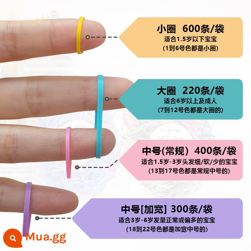 Hàn Quốc KidsBand vòng cao su màu cho bé dùng một lần dây cao su không làm tổn thương tóc nhỏ màu kẹo - Những lưu ý trước khi đấu giá ┃ Kích thước + số lượng ┃