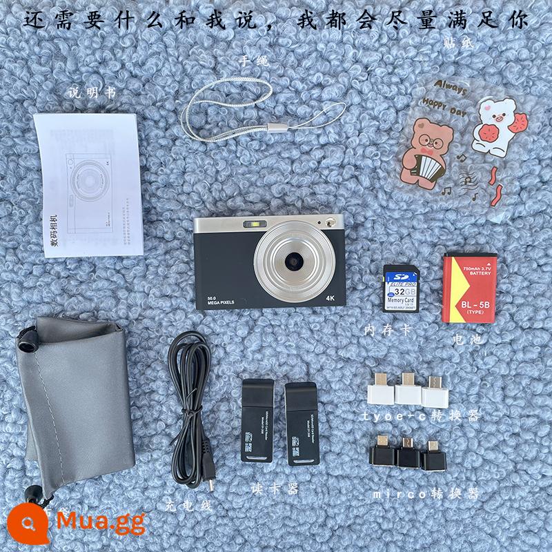 Máy ảnh kính thiên văn CCD cổ điển cấp nhập cảnh có thể quay video camera khuôn viên kỹ thuật số video làm đẹp sinh viên độ nét cao - 03 màu đen (có thể chuyển sang điện thoại di động và vlog)