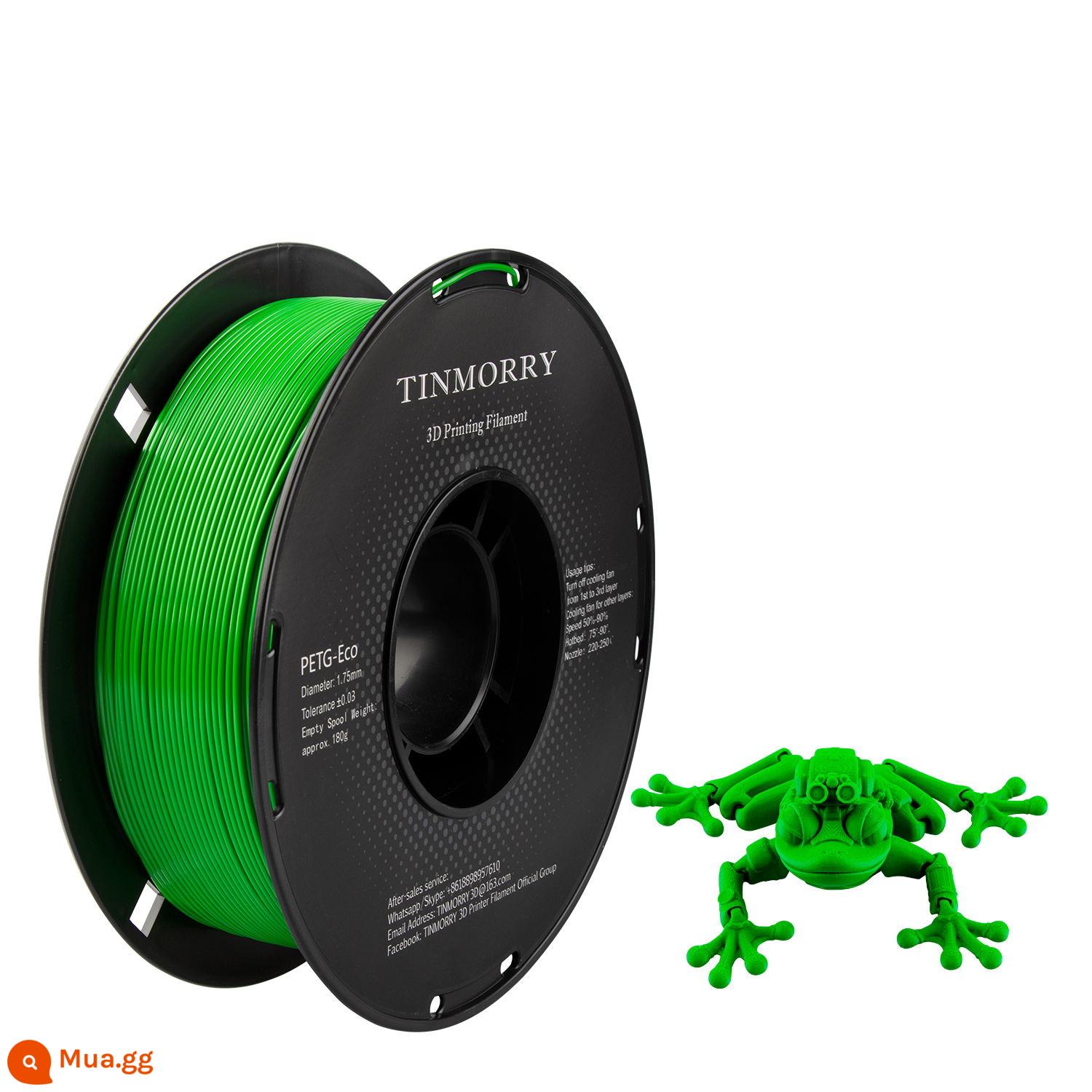 Tinmorry: Dây tóc in 3D PETG tiếp xúc với nguyên liệu Tianrui PETG-ECO, gói 1kg - màu xanh lá