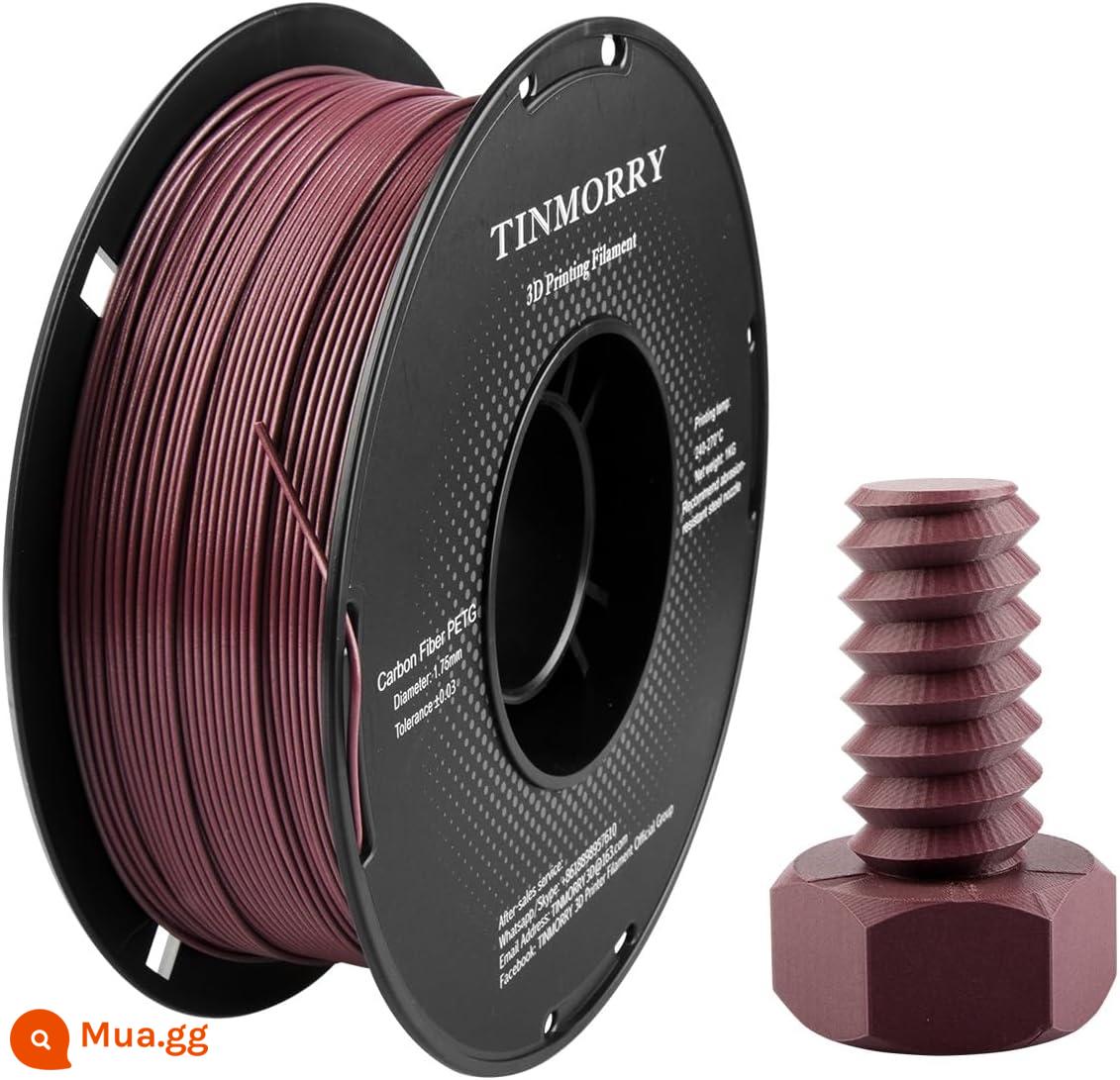 Tinmorry: Dây tóc in 3D PETG tiếp xúc với nguyên liệu Tianrui PETG-ECO, gói 1kg - Cao lương đỏ sợi carbon PETG