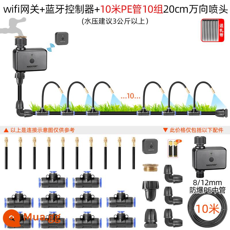 nadster điện thoại di động điều khiển từ xa tưới cây tự động tạo tác không dây WiFi thời gian tưới nước thiết bị tưới thông minh - Bộ cổng tưới hoa Bluetooth + 10 bộ đầu phun tưới đa năng