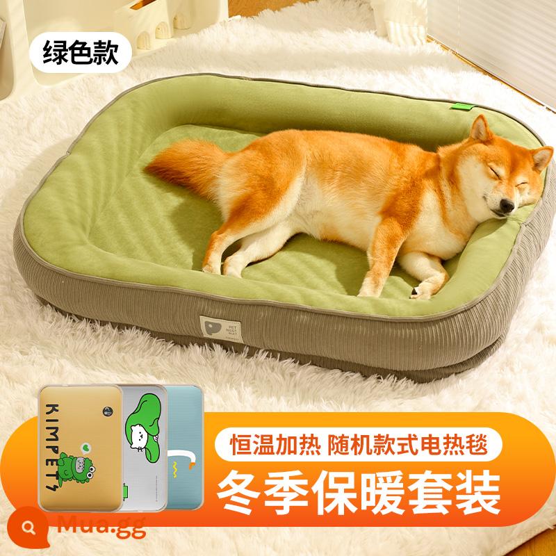 Chuồng chó giữ ấm mùa đông thích hợp mọi mùa, chó cỡ vừa và nhỏ, thảm ngủ cho chó Teddy Shiba Inu, giường ngủ cho chó, cũi mèo - [Độ ấm đôi] Nhà cho chó xanh + Chăn điện ngẫu nhiên * 1