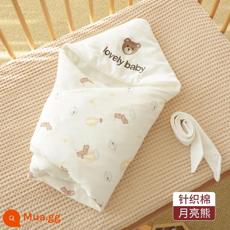 Sơ Sinh Mùa Xuân Và Mùa Thu Cho Bé Nguyên Chất Cotton Chăn Mỏng Sơ Sinh Chống Sốc Phòng Sinh Đầm Cho Tất Cả Các Mùa - Áo chần bông mỏng kiểu Moon Bear (cho mùa xuân hè)