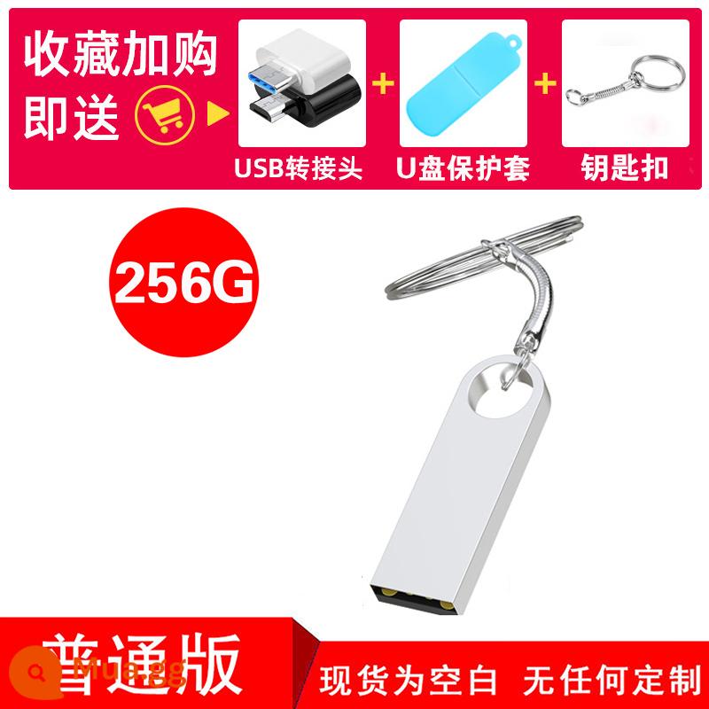 Chữ miễn phí chính hãng ổ đĩa flash tốc độ cao 128g dung lượng lớn điện thoại di động máy tính sử dụng kép cho sinh viên ổ đĩa flash USB chống thấm nước tùy chỉnh - Bạc 256.G + điểm thông thường