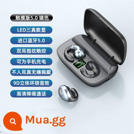 Tai nghe bluetooth mới 2022 không nhét tai loại treo tai true wireless chạy xương dẫn thích hợp cho Apple Huawei - Viền đen bạc [Bluetooth 5.0+Chất lượng âm thanh HiFi+tự động bật nguồn khi lấy ra]