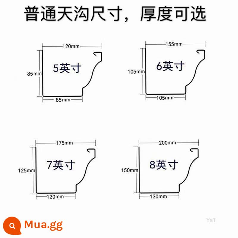 Máng xối hợp kim nhôm mưa biệt thự thành máng thoát nước máng xối mái mương nước nhà kính vuông tròn ống nước mưa - Nhà kính 5 inch 1.0mm.Lựa chọn đầu tiên