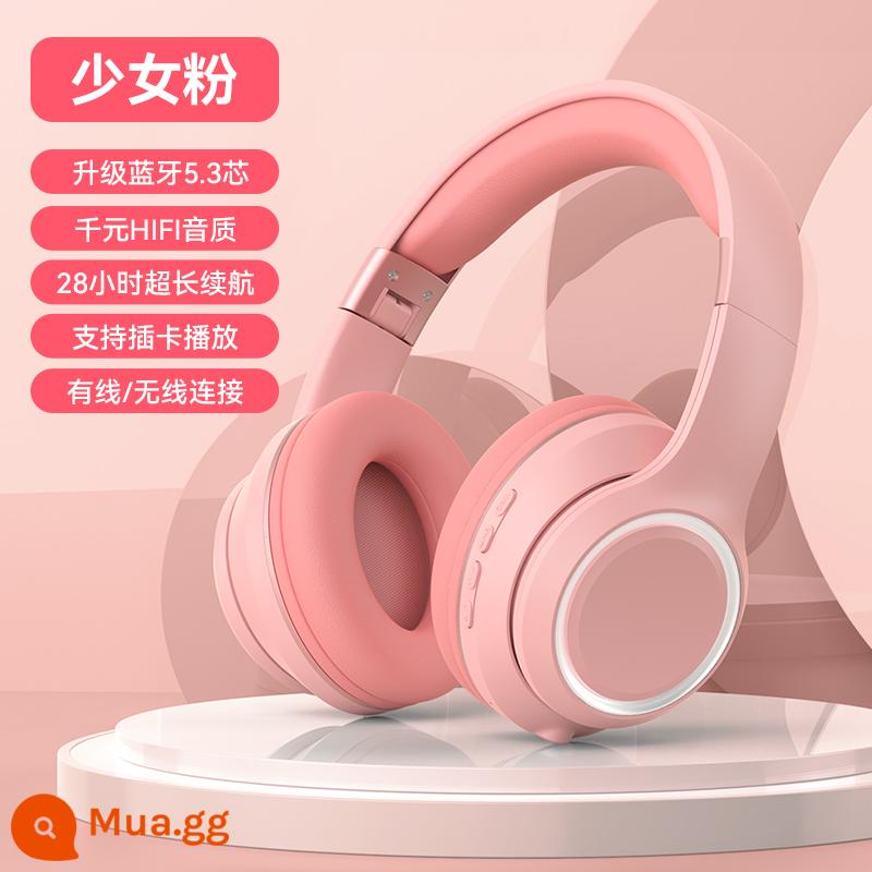 Trò chơi thể thao điện tử Tai nghe Bluetooth gắn trên đầu tai nghe không dây bao gồm tất cả các môn thể thao thích hợp cho điện thoại di động máy tính xách tay Sony - [Phiên bản Tongzhen] Màu hồng - bịt tai thoải mái + không có hiệu ứng ánh sáng + dung lượng pin 1000