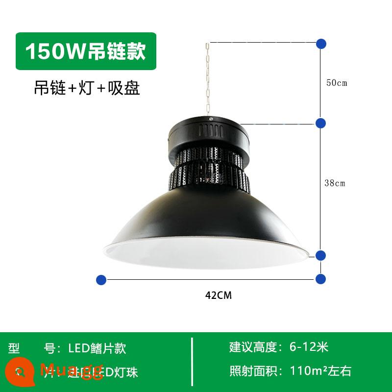 Yaming Chiếu sáng đèn led công nghiệp và khai thác mỏ màu đen 100w200w400 watt nhà xưởng nhà máy chiếu sáng đèn chùm trần - Đèn công nghiệp và khai khoáng màu đen Đèn trắng 150W (có dây treo + giác hút) Yaming chính hãng bảo hành chất lượng 5 năm