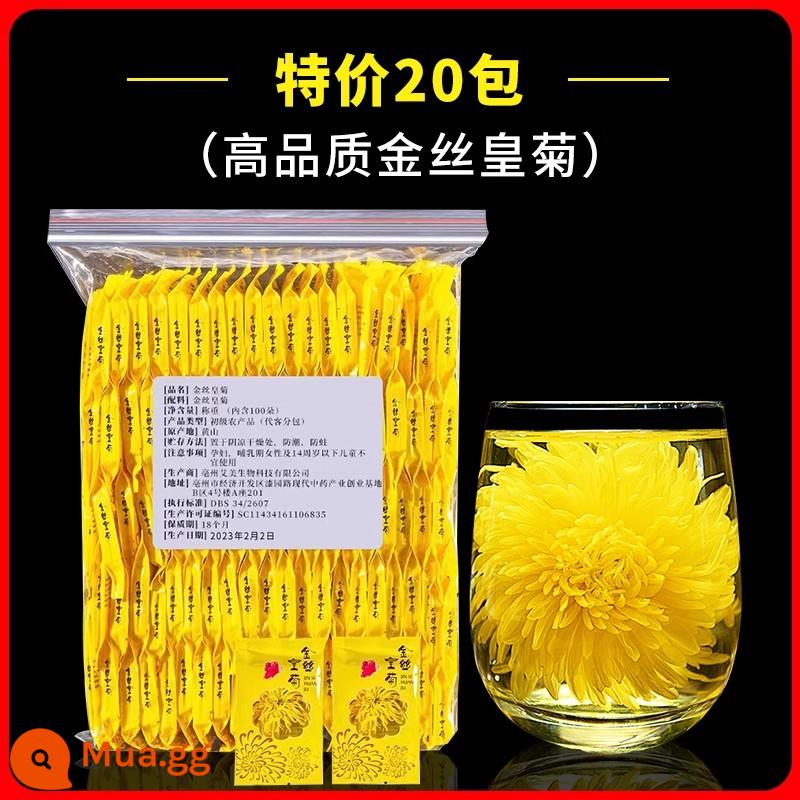 Trà hoa cúc hoàng đế lụa vàng Hoa cúc bào thai Thanh hỏa, thanh nhiệt và giải độc cao cấp Một tách trà hoa cúc cống phẩm Qinghuo cho sức khỏe - Giá đặc biệt 20 gói hoa cúc hoàng gia lụa vàng cao cấp