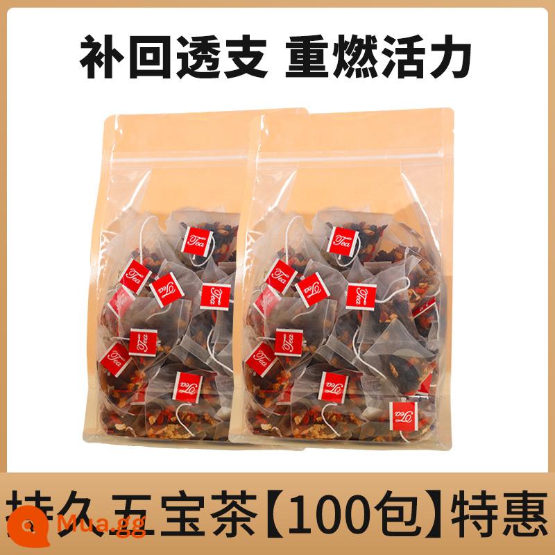 Trà Ngũ Bảo Nhân Sâm 100 gói Trà Wolfberry Sức Khỏe Thận Nam Bát Bảo Tinh Chất Thận Nam Không Bổ Sức Khỏe Trà Thức Đêm - Trà ngũ bảo lâu dài [100 túi] ưu đãi đặc biệt