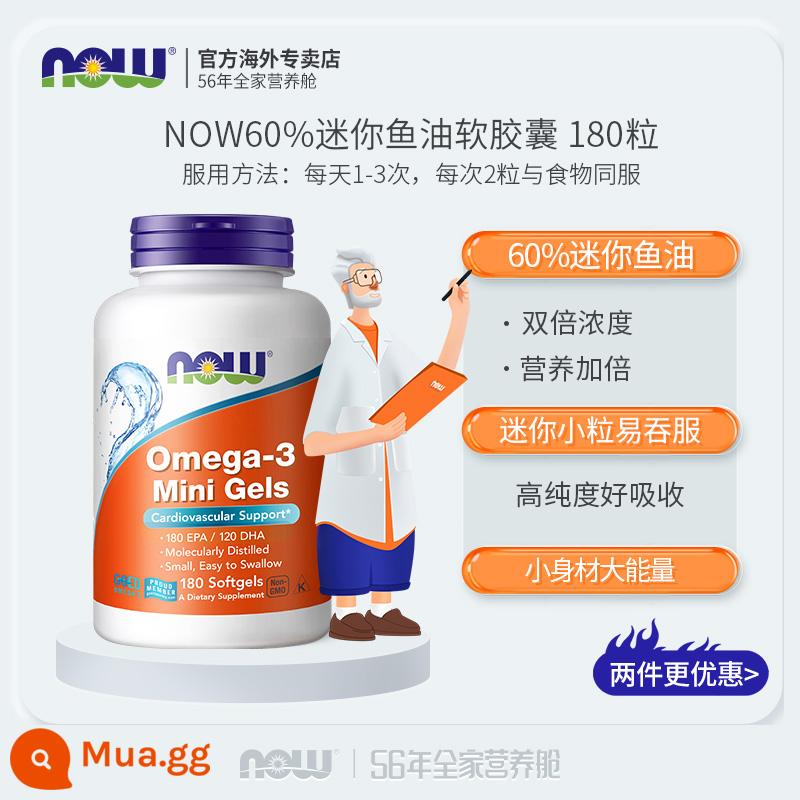 nowfoods noo dầu cá viên nang mềm cho chó mèo dha omega3 omega 3 biển sâu nhập khẩu - Dầu cá mini cô đặc 60% 180 viên (có giá trị đến 26 tuổi)