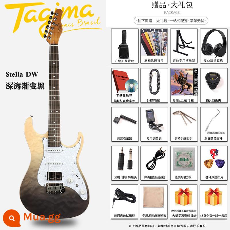 Tagima Tajima TG510 530 T635 Novice Người mới bắt đầu DW Bộ guitar điện chuyên nghiệp dành cho người lớn - Stella DW màu đen chuyển màu