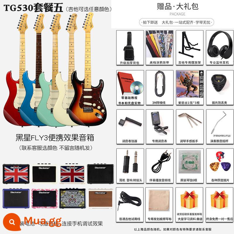 Tagima Tajima TG510 530 T635 Novice Người mới bắt đầu DW Bộ guitar điện chuyên nghiệp dành cho người lớn - 530 Gói Năm [Màu tin nhắn]