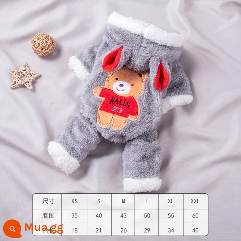 Quần áo cho chó mùa thu và mùa đông ấm áp cho chó nhỏ quần áo bốn chân dày Teddy VIP Schnauzer Quần áo thú cưng Bichon - gấu xám