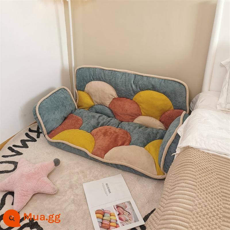 Bạn có thể ngủ hoặc nằm xuống! Sofa lười gấp chiếu tatami giường đơn đôi ghế căn hộ nhỏ ban công phòng ngủ - Hoa gỗ màu xanh lá cây - chiếu tatami (phiên bản không chân) bằng vải nhung và vải lanh dạng hạt