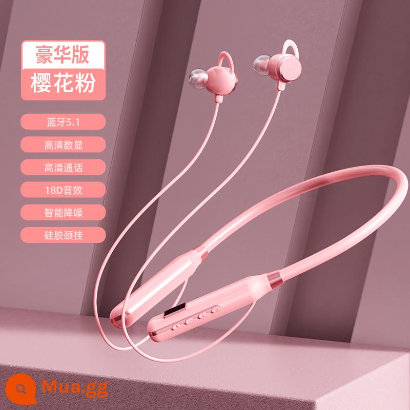 Thời lượng pin siêu dài 2000 giờ Tai nghe Bluetooth không dây đeo cổ thể thao nam nữ mới thích hợp cho Huawei Apple - Sakura Pink★Phiên bản cao cấp [Thời lượng pin tăng 80%+hiệu ứng âm thanh 18D+chip Bluetooth 5.1]