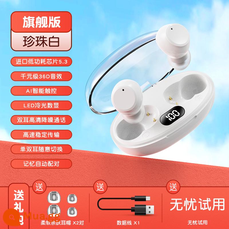 Tai nghe bluetooth mini không dây chất lượng cao đeo lâu không đau mẫu nữ 2022 mẫu mới phù hợp Apple Huawei Xiaomi - [Phiên bản hàng đầu★Trắng ngọc trai]Chip nhập khẩu 5,3★Hiệu ứng âm thanh nghìn nhân dân tệ cấp 36D★Màn hình kỹ thuật số ánh sáng lạnh LED