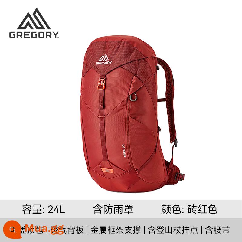 GREGORY Gregory 18L 22L Mountain ARRIO ba lô thoáng khí du lịch thể thao ngoài trời mùa hè - 24 lít - đỏ gạch