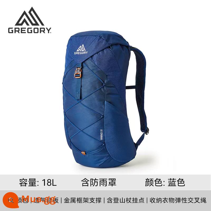 GREGORY Gregory 18L 22L Mountain ARRIO ba lô thoáng khí du lịch thể thao ngoài trời mùa hè - 18 lít - màu xanh