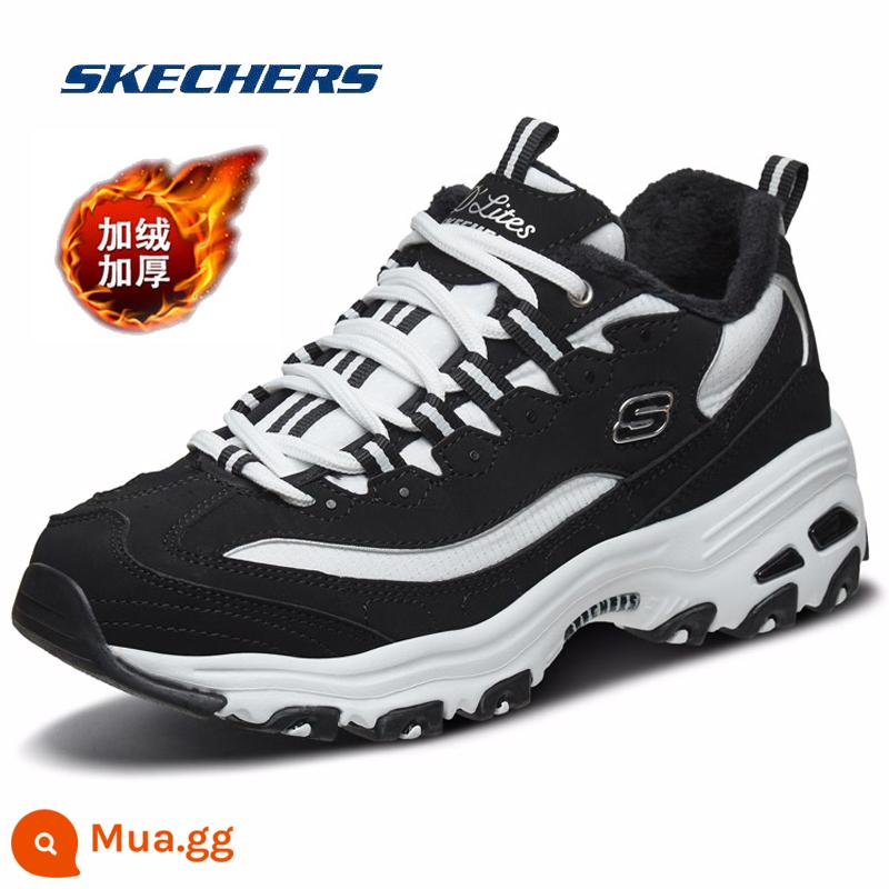 Giày SKECHERS Mùa Thu Đông Nữ Plus Nhung Giày Thể Thao Bánh Tuyết Giáng Sinh Giày Bố Giày Panda Giày Nữ Cotton giày Giày Thường - 66666125-BKW