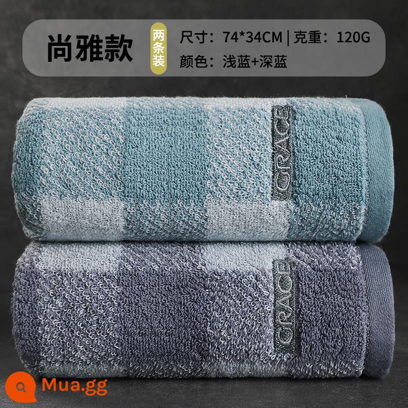 Jie Liya khăn rửa mặt nam cotton nguyên chất gia dụng dày dặn người lớn mềm mại thấm hút mặt khăn tắm nam nữ cotton Tân Cương - Mẫu mã sang trọng (xanh đậm + xanh nhạt)