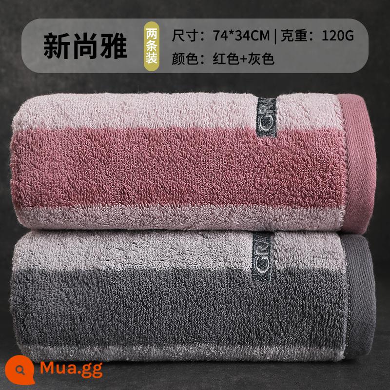 Jie Liya khăn rửa mặt nam cotton nguyên chất gia dụng dày dặn người lớn mềm mại thấm hút mặt khăn tắm nam nữ cotton Tân Cương - 2 cái/Cotton nguyên chất loại A (đỏ + xám)