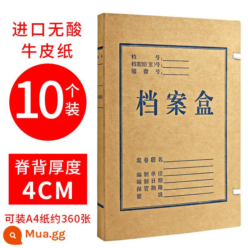 10 hộp đựng hồ sơ, hộp thông tin tài liệu, giấy kraft dày, dung lượng lớn, chứng từ kế toán giấy không chứa axit, hộp đựng folder a4, đồ dùng văn phòng 2cm3568cm, in logo theo yêu cầu - Giấy kraft không chứa axit nhập khẩu 4cm [10 miếng] kiểu dáng cực cứng