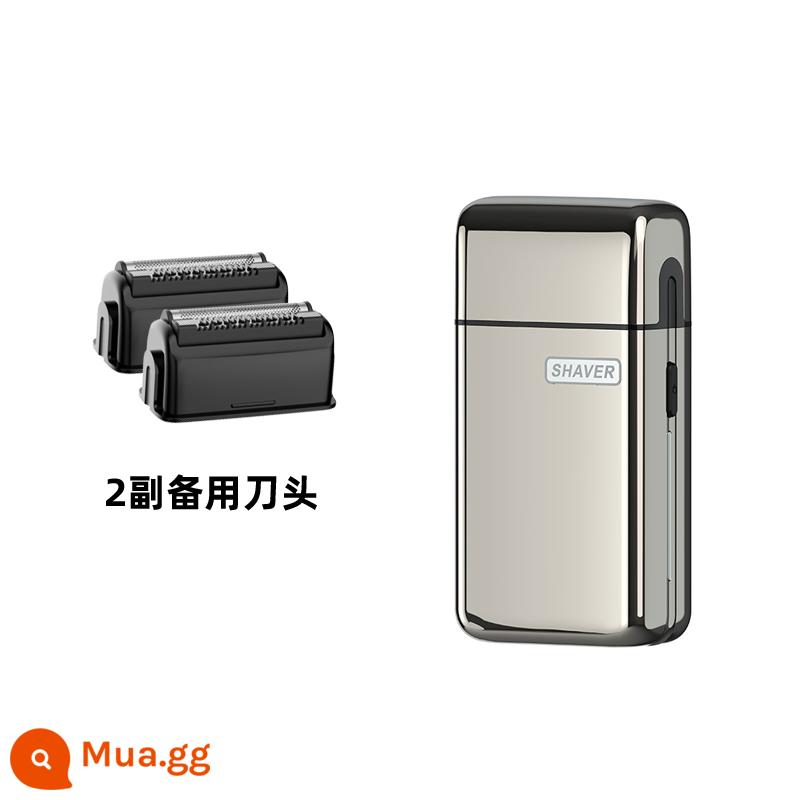 Dao cạo trò chuyện Xiaomi dành cho nam điện mini chuyển động qua lại du lịch nhỏ di động hợp kim titan cho xe cạo râu - Bạc + 2 lưỡi dao dự phòng [Ưu đãi lớn]