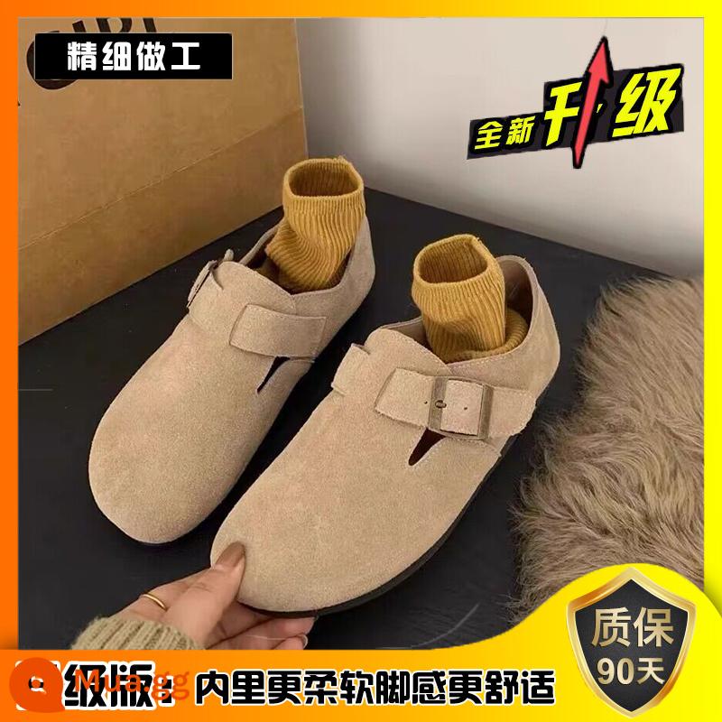 Sanxi cùng phong cách Giày Birkenstock trọn gói dành cho nữ 2023 mùa xuân thu mới giày đế dày câu cá Birkenstock giày bệt một chân - Màu cát [phiên bản nâng cấp]