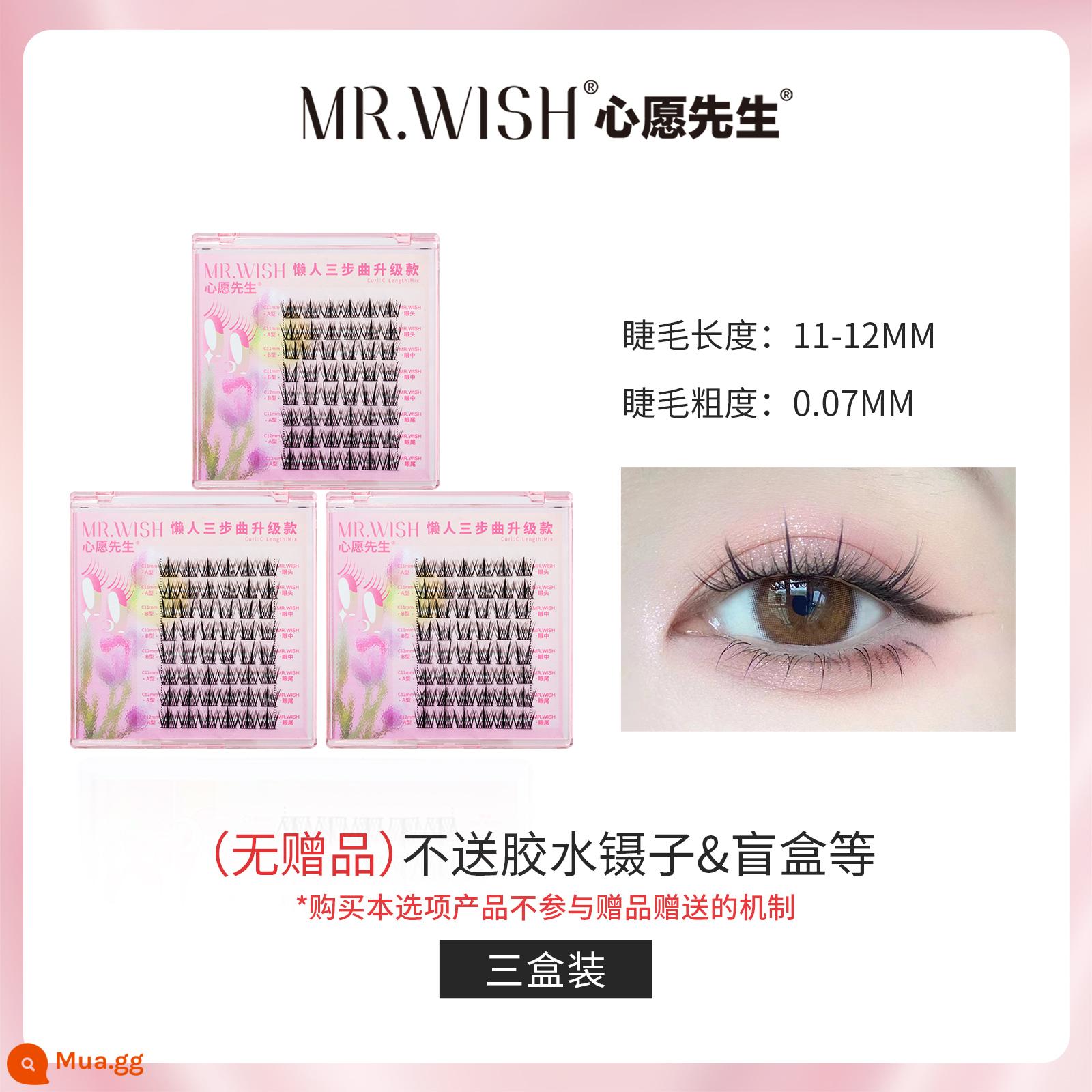 Mr.Wish Lười Ba Bước Nâng Cấp ABA Loại Lông Mi Giả Dành Cho Nữ Mô Phỏng Tự Nhiên Người Mới Lông Quạt - [Hộp mù nhíp không keo và các quà tặng khác] Gói kết hợp 3 hộp nâng cấp ba bước lười biếng