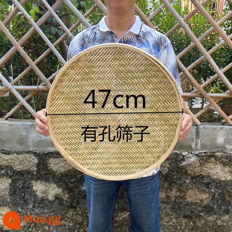 Tre dệt hàng trang trại tre rây không lỗ tròn lớn người quét dọn handmade tre mảng bám trang trí hộ gia đình giỏ phơi - Sàng đục lỗ 47cm