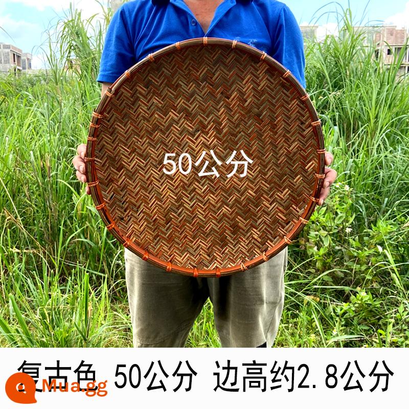 Tre dệt hàng trang trại tre rây không lỗ tròn lớn người quét dọn handmade tre mảng bám trang trí hộ gia đình giỏ phơi - Màu cổ không xốp 50 cm