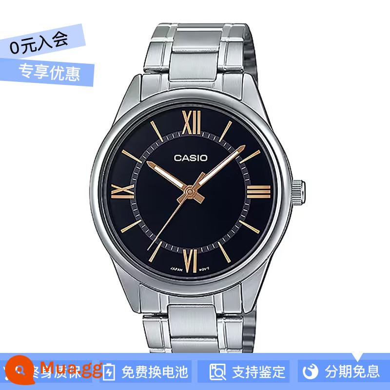 Đồng hồ CASIO chính hãng nam mặt số lớn con trỏ đơn giản dây thép không thấm nước MTP-1303 gửi thư trực tiếp từ nước ngoài - MTP-V005D-1B5