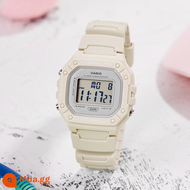 Đồng hồ CASIO chính hãng mới phong cách cổ điển vuông nhỏ màn hình kỹ thuật số thạch anh thể thao chống nước gửi thư trực tiếp ở nước ngoài - Đèn LED/chống thấm nước W-218HC-8A 50m