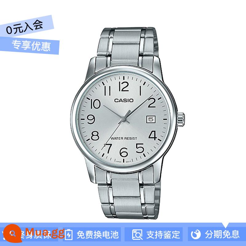 Đồng hồ CASIO chính hãng nam mặt số lớn con trỏ đơn giản dây thép không thấm nước MTP-1303 gửi thư trực tiếp từ nước ngoài - MTP-V002D-7B