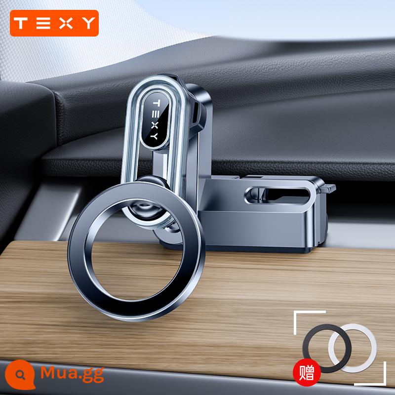 TEXY phù hợp với điện thoại di động Tesla model3Y giá đỡ điện thoại di động trên ô tô đế liền mạch giá đỡ điện thoại di động phụ kiện điều hướng tesla - Đế không dấu vết + giá đỡ vòng từ tính magsafe