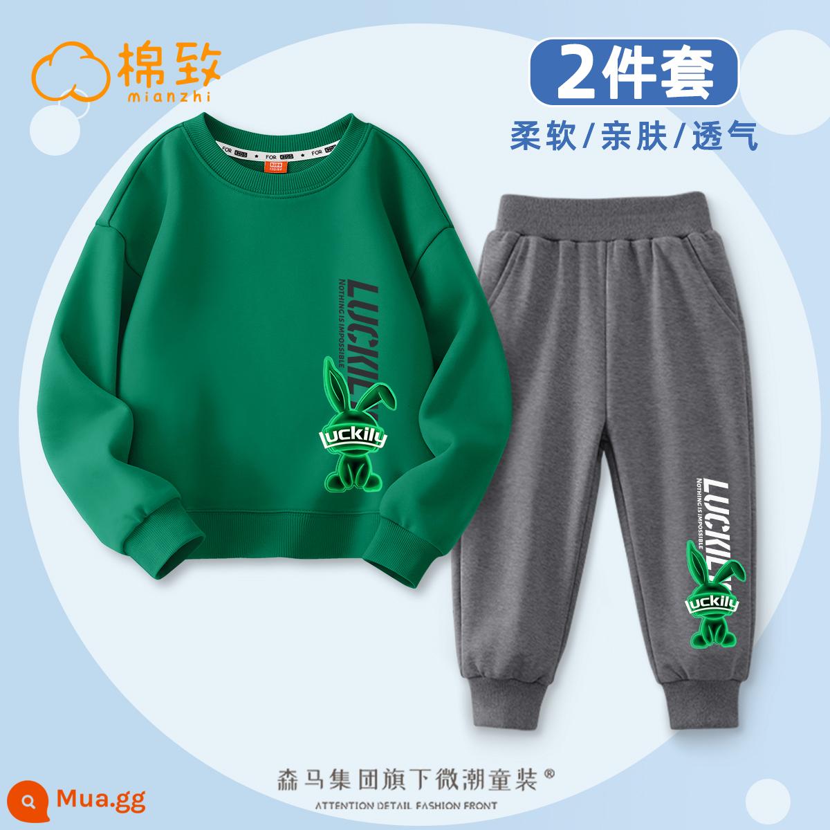 Semir Group Cotton Bé Trai Quần Áo Mùa Thu 2023 Quần Áo Trẻ Em Nhung Mới Quần Áo Trẻ Em Cỡ Lớn Quần Bộ Đồ Mùa Thu Áo Len Trẻ Em - [Khuyến nghị chính] [Phong cách mùa thu mỏng] Thỏ cạnh mềm H_màu xanh đậm bên phải phía dưới + Thỏ cạnh mềm B K_màu xám đậm bên phải phía dưới