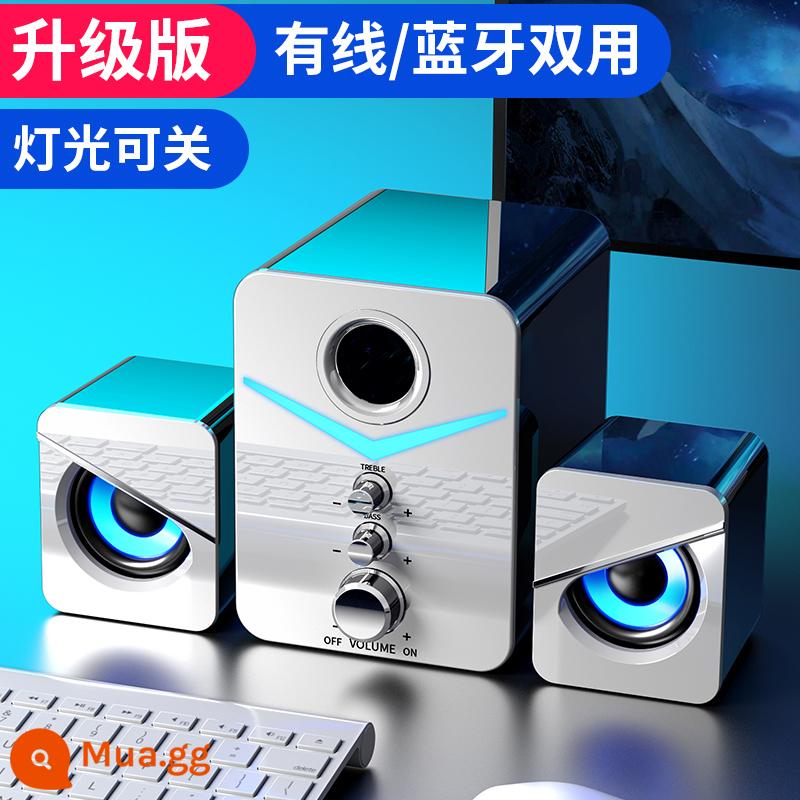 Máy tính để bàn máy tính âm thanh loa mini loa nguồn có dây usb máy tính để bàn nhà loa siêu trầm xe đẩy - [Bluetooth/Có dây] Màu trắng thời trang