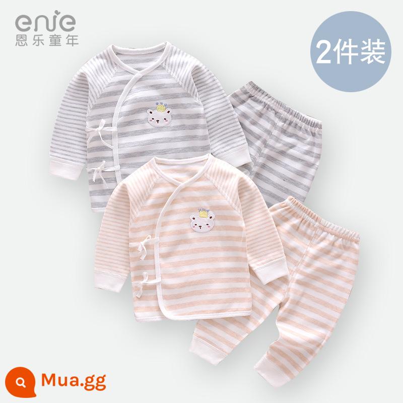 Bộ Quần Áo Sơ Sinh Nhà Sư Quần Áo Bộ Đồ Ngủ Sơ Sinh Nam Nữ Cho Bé Hai Mảnh Cotton Xuân Hạ Thu Đông Đáy Phù Hợp Với - Xám + mơ