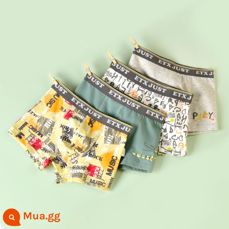 Quần lót boxer cotton nguyên chất cho trẻ em bé trai loại A quần short màu đỏ dành cho bé trai và thanh thiếu niên - GB043 Punk Style#Pure Cotton#4 Gói