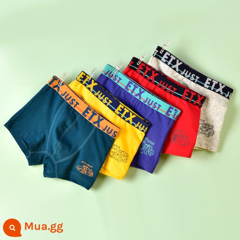 Quần lót boxer cotton nguyên chất cho trẻ em bé trai loại A quần short màu đỏ dành cho bé trai và thanh thiếu niên - Mẫu xe GB024#cotton nguyên chất#5 gói